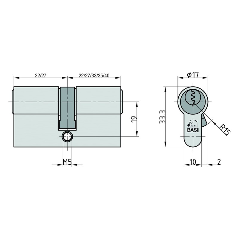 BASI | V50 Profile Short Cylinder 27/27 mm | Different