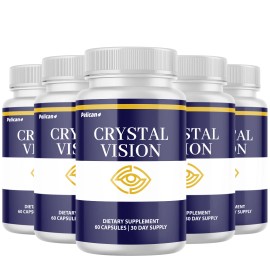 Pelican Vitamins Crystal Vision- Eye Support with Lutein- 5 Bottles- 300 Capsules