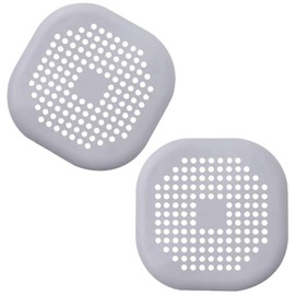 Pagabach Hair Catcher Shower Drain Strainer Cover Protector Filter Flat Sturdy Silicone Hair Stopper with Suction Cup Mesh for Bathroom Bath Tub Bathtub Kitchen Sink Laundry Grey Square 2 Pack
