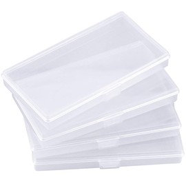 4 Pack Small Plastic Box, Rectangle Clear Bead Box, Craft Storage Box with Flip Lid for Jewerlry Findings, Pills, Screws Organizer (15cm x 8 cm x 2cm)