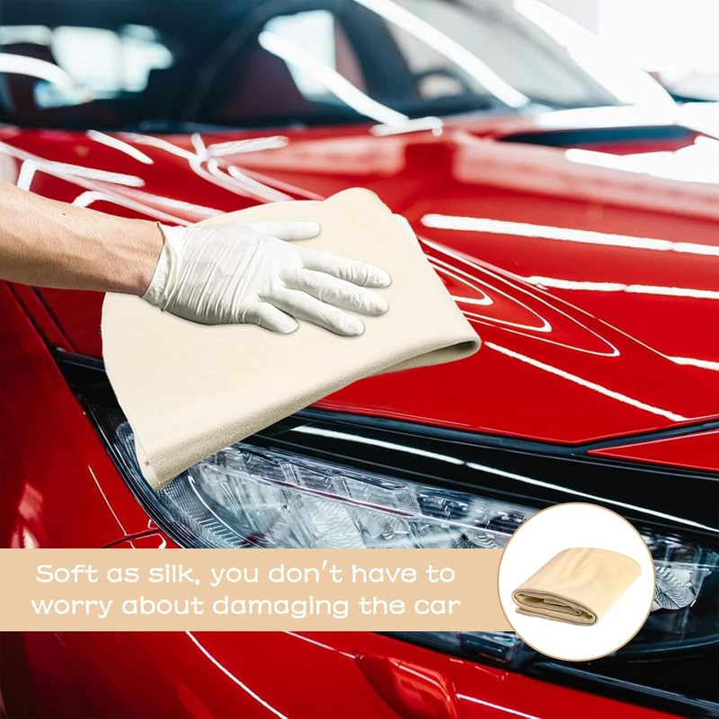 Chamois Leather Car Cleaning Cloth, Car Leather Drying Cloth, Genuine
