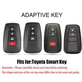 HIBEYO Funda para Llave de Toyota Camry RAV4 Highlander Avalon C-HR Prius Prado Corolla de TPU Suave con Llavero Accesorios de Coche de Repuesto 2/3/4/5 botón Morado y Negro