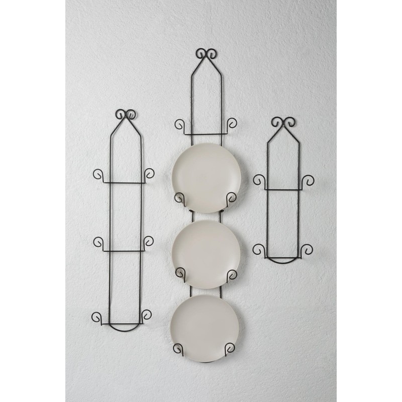 TRIPAR 2 Tier Vertical Black Plate Rack for Collectible Plates,
