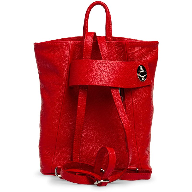 Caspar TL789 Women's Elegant Genuine Leather Backpack Standard Size, red