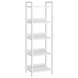 MAHANCRIS Bookshelf, 5-Tier Bookcase, Standing Book Shelf for Small Space, Storage Shelf Organizer, for Living Room, Bedroom, Study, Balcony, White BKBW5501