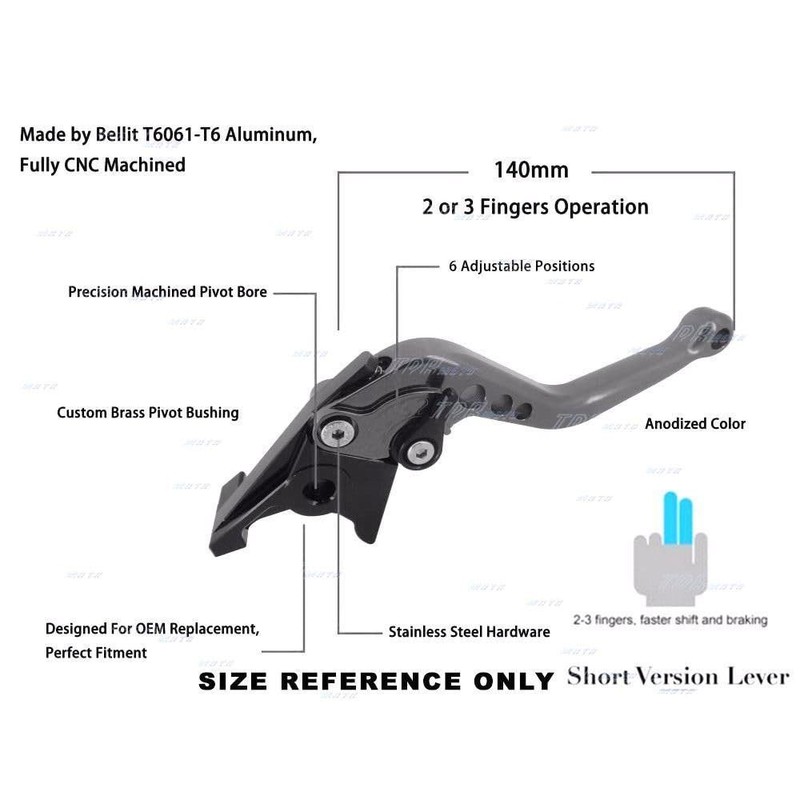 TDR Blue Motorcycle CNC Clutch & Brake Adjustable Short Levers