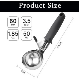 Gourmet Eisportionierer 21.5 Cm, Edelstahl Poliert Portionierer für Eiskugeln, Eisportionierer Edelstahl Mit Auslöser, für Eiscreme Melone Fleischbällchen Kuchen Teig Plätzchen Keksteig Reis