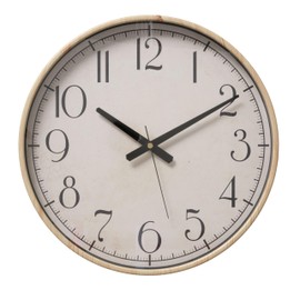 WHW Whole House Worlds Modernist Home Wall Clock, Quartz Movement, Faux Wood Frame, 15 Inches Diameter, 1 AA Battery (Not Included) Round, Analogue, Second Hand, Retro