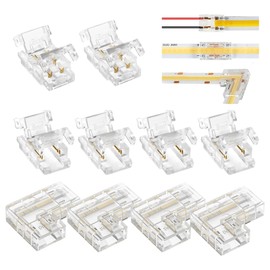 Artomnivera 10Pcs 2 Pin 8mm COB LED Strip Light Connectors, Wire Connector×2, Strip to Strip Links×4, L Shape Connector×4,for Indoor/Outdoor COB LED Strips