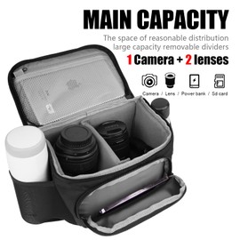Cwatcun Compact Camera Bag Single Shoulder Crossbody Bag Camera Case Compatible for Canon Nikon Sony SLR DSLR Mirrorless Cameras and Lenses Waterproof Camera Bag（Medium，Black ）