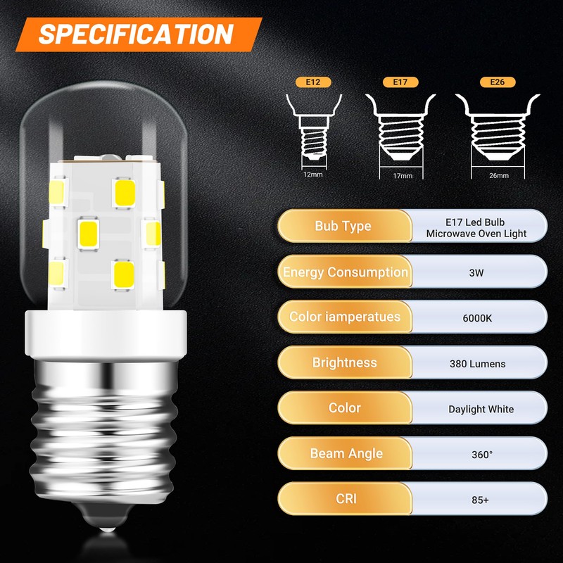 PANDEELS LED 8206232A Microwave Light Bulb (2 Pack) E17 LED