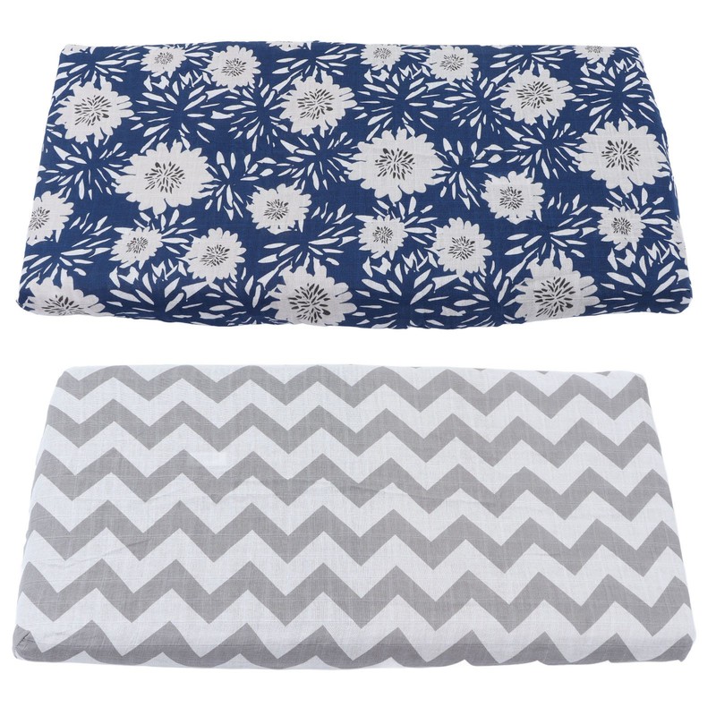 2Pcs Baby Crib Sheets Cotton Yarn Detachable Print Fitted Crib