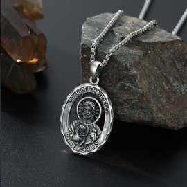 YEESIA Saint Patron Necklace Sterling Silver Amulet Medal Pendant Religious Jewellery Gifts for Men and Women, Sterling Silver
