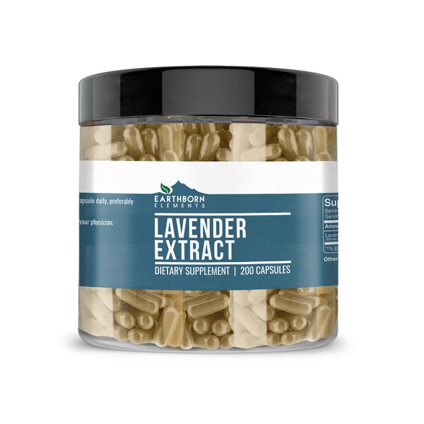 Earthborn Elements Lavender Extract 200 Capsules, Pure & Undiluted, No