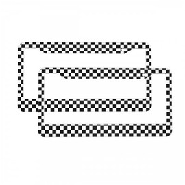 Retro Checkerboard License Plate Frames 2Pcs Black Checker License Plate Frame for Women Car Aluminum Lightweight Car Decoration