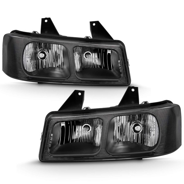 AmeriLite Black Housing Upgrade Halogen Replacment Headlight Composite Set For