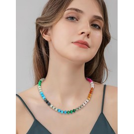LILIE&WHITE Pearl Necklaces for Women Boho Necklaces Gemstone Necklace Colourful Pearl Necklace Rainbow Stone Necklace Fashion Pearl Gemstone Necklace Jewellery, 1, 1