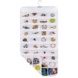 Bloss Hanging Jewelry Organizer With 80 Pockets Double-Size jewelry storage hanger For Jewelry Earring Storage-White
