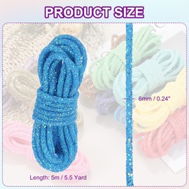 PATIKIL Sequins Rope, 5.5 Yard 6mm Sequins Rhinestone Tube Cord for Wedding Dresses Earring Costume Clothing Shoes Jewelry DIY Crafts Making Accessory, Blue