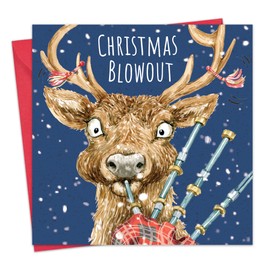 Twizler Funny Christmas Card Scottish Stag Bagpipes - Scotland Humour Xmas - Mens Christmas Card for Him Male Husband Son Dad - Womens Merry Christmas Card for Her Wife Daughter Mum