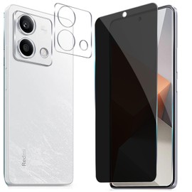 MOOISVS[2+2pack For Redmi Note 13 Pro 5G Privacy Tempered Glass Screen Protector(2packs)+Camera Lens Protector(2packs), Ultra HD Tempered Glass Film, Anti-Spy, 9H Hardness,Anti-Scratch,Bubble Free
