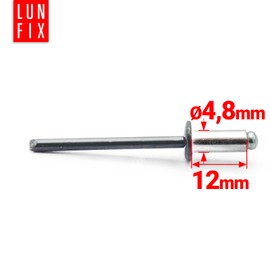 Aluminium Blind Rivets Pop Rivets Steel Mandrel Industry Standard DIN7337 4.8 x 12 mm Pack of 100 RAL 7016 Anthracite Grey