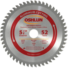 Oshlun SBNF-059052 5-7/8-Inch 52 Tooth ATB Saw Blade with 20mm Arbor (5/8-Inch Bushing) for Aluminum and Non Ferrous Metals