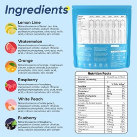 12 sobres de electrolitos en polvo, 6 sabores, sin azúcar, para hidratación diaria intravenosa con sabor a limón, lima, sandía y naranja.