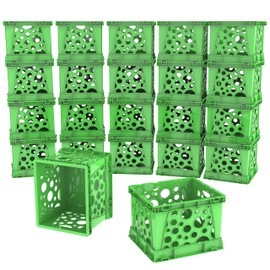 Storex Micro Crate, 6.75 x 5.8 x 4.8 Inches, Green, 18-Pack (63104U18C)