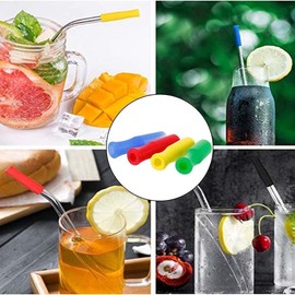 20pcs Multicolour Silicone Straw Tips,Prevent Scald Straw Covers Fit for 6mm Wide Stainless Steel,Reusable Teeth Protectors Metal Straws Tips Covers Straws