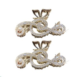 2PCS Elegant Music Note Shape Hair Clips, Rhinestone Decor Alloy Hair Claw Ponytail Clip Hair Accessories Headwear Gifts for Women