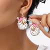 Cute Christmas Earring Pink Christmas Earrings for Women Pink Santa