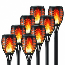 Solar Lights Outdoor,Solar Torch Lights Outdoor Flickering Flame,Garden Lights Solar Powered Waterproof, Outdoor Solar Lights for Yard, Solar Tiki Torches for Outside Patio (8Pcs)