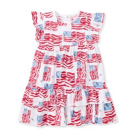 Burt's Bees Baby Baby Girls' Dress, Infant & Toddler, Short & Long-Sleeve, 100% Organic Cotton, Magestic Flags
