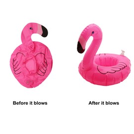 Inflatable Floating Flamingo Drink Holder 12 Pack Swimming Pool Float Coasters Coke Cup Holder for Beverage Cans Cups & Bottles Adult Pool Party