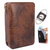 AMANCY Manly Black Brown Crocodile Pattern Leather Travel Cedar Wood