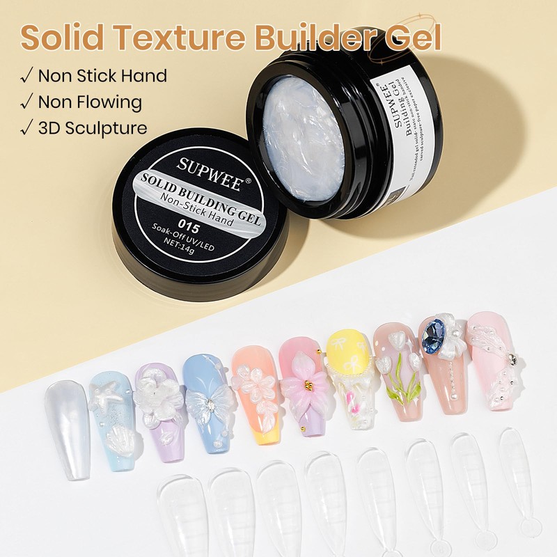 SUPWEE Solid Builder Gel, Pearl White 3D Sculpture Gel Nail