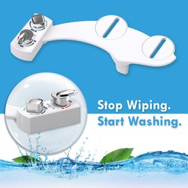 BUTT BUDDY Spa Bidet Seat Toilet Attachment w/ Cool & Warm Temperature Control (Universal Fit & Non-Electric | Dual-Nozzle & Adjustable Pressure)