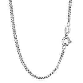 NKlaus Curb Chain 925 Silver Tarnish-Resistant Women's Men's Necklace 2.0 mm Wide, Sterling Silver