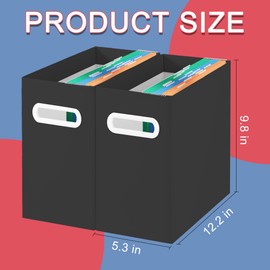 VZCPYTPM 5 Packs Black Cardboard File Folder Organizer Boxes,Portable Storage File Boxes,Folder Organizer,Hanging File Folder Boxes with Handle,Collapsible File Box for Office/School/Home