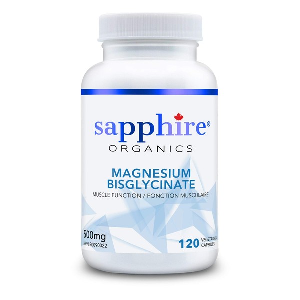 Sapphire Organics Sapphire Organics - Magnesium Bisglycinate,120 Veggie Capsules 500mg,
