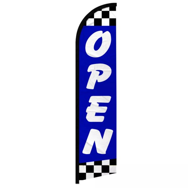 Unbranded Open Full Curve Windless Swooper Flag Now Open BLUE