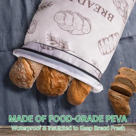 NiHome 2PCS Reusable Bread Storage Zipper Bags for Homemade Bread, 17"x12" Large Capacity Bread Bags, Freezer Bread Storage Zipper Bag, Double-Layer Protection with Waterproof & Oil-Resistant Lining