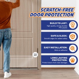 Panther Armor 8x34 Inch Clear Door Kick Plate & 4x12 Inch Clear Door Push Plate Set, Durable PVC Protectors for Dog Scratching, Door Scratch Guards for Exterior Use