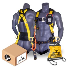 KwikSafety (Charlotte, NC) TYPHOON Safety Harness [2 PACK] Premium Back & Shoulder Padding ANSI OSHA Full Body Fall Protection PPE Work Equipment Construction Tower Climbing Roofing Aerial Boom Lift