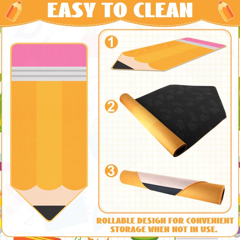 7x3 ft Pencil Classroom Rug Yellow Classroom Carpet Back to