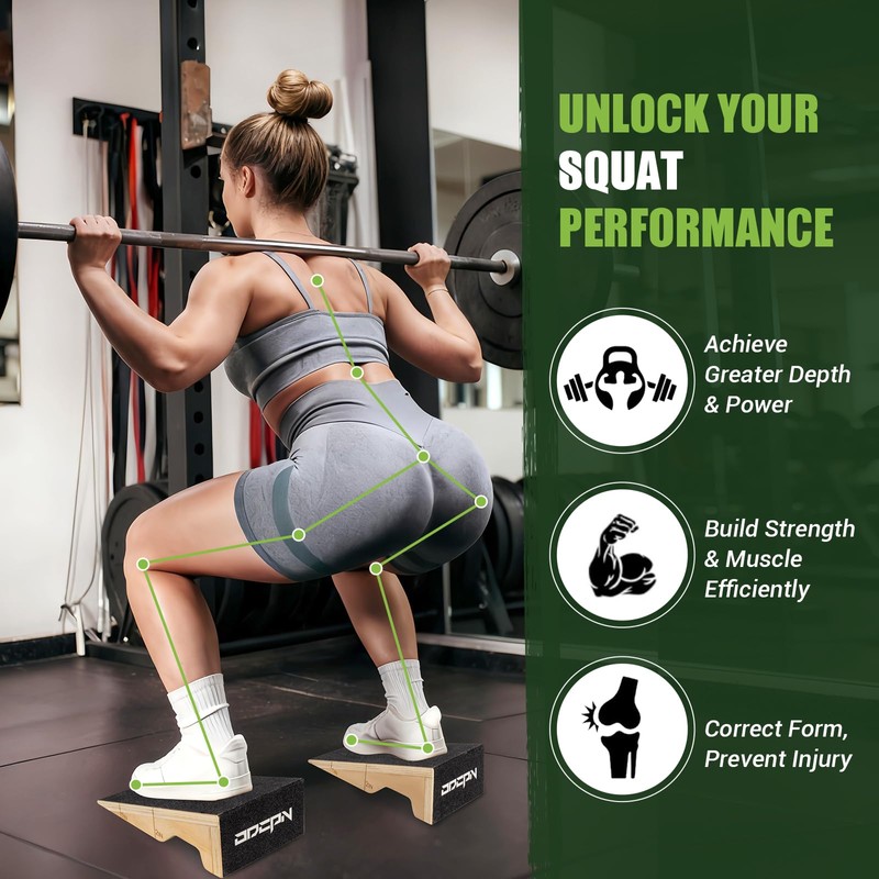 Squat Wedge Block, 2 Pcs Non-Slip Wooden Squat Wedge for