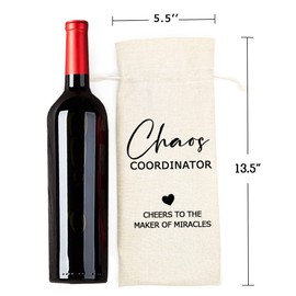 Socive Chaos Coordinator Wine Bag Gift, Gift Idea, Funny Gifts for Wedding Planner Wine Bag, Moms, Teachers - Reusable Drawstring Wine Bag,Party Wine bag