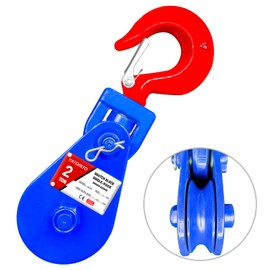 YATOINTO 2 ton Snatch Block with Hook, 3" Sheave 3/8" Inch Wire Rope Snatch Block, 4400lbs Snatch Pulley for Rollback Wrecker Car Hauler Winch