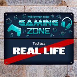 Welcome to the Gaming Zone Bye Real Life Fun Place Sign Gambling Gift Idea Birthday Christmas Calculator Laptop Notebook Gamer Room Gift Adventurer Player